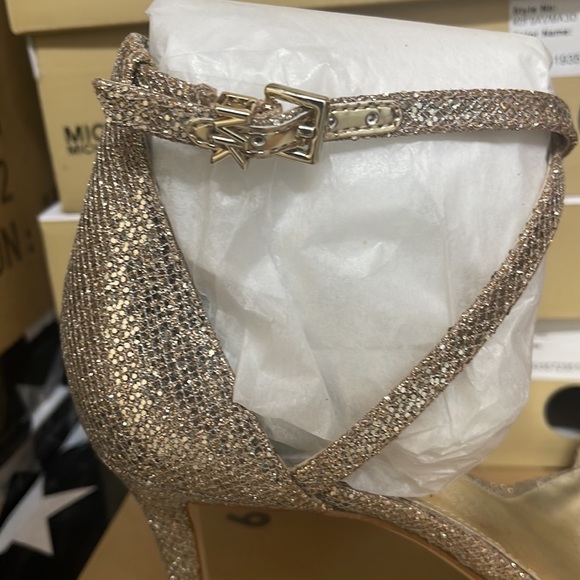 Michael Kors Ava Mid Sandal Glitter Sand 5/7/8/8.5/9 - Picture 10 of 10